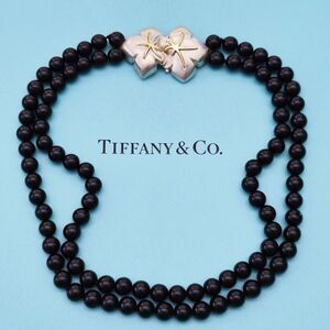RARE Vintage Tiffany & Co. Black Onyx Bead Starfish 18K Gold Silver Necklace